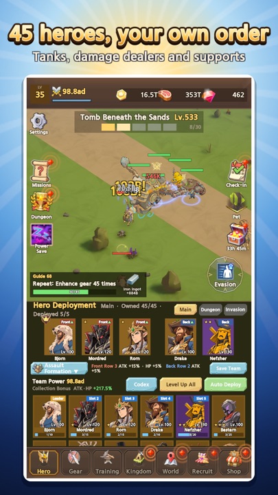 Heroes screen